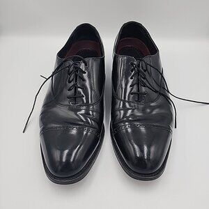Florsheim Oxford Black Leather Cap Almond Toe Lace Up Shoes Size 10 D 20382